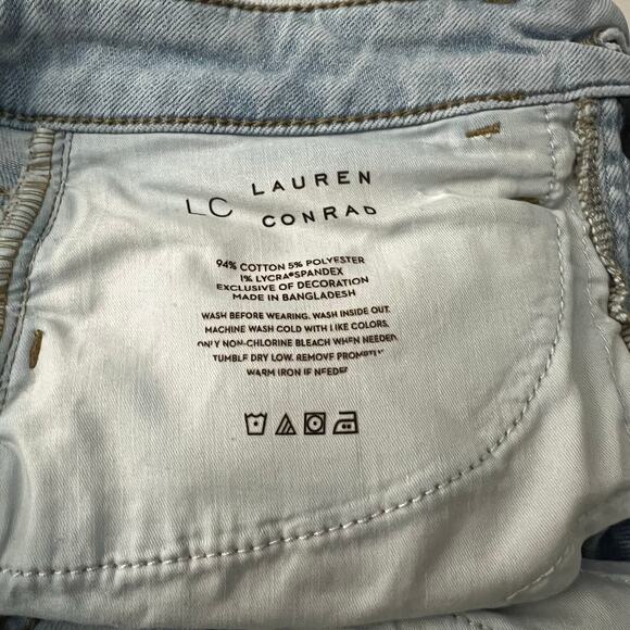 Lauren Conrad Straight-Leg White Washed Embroidered Denim Jeans | Women's Size 6 - Picture 5 of 12